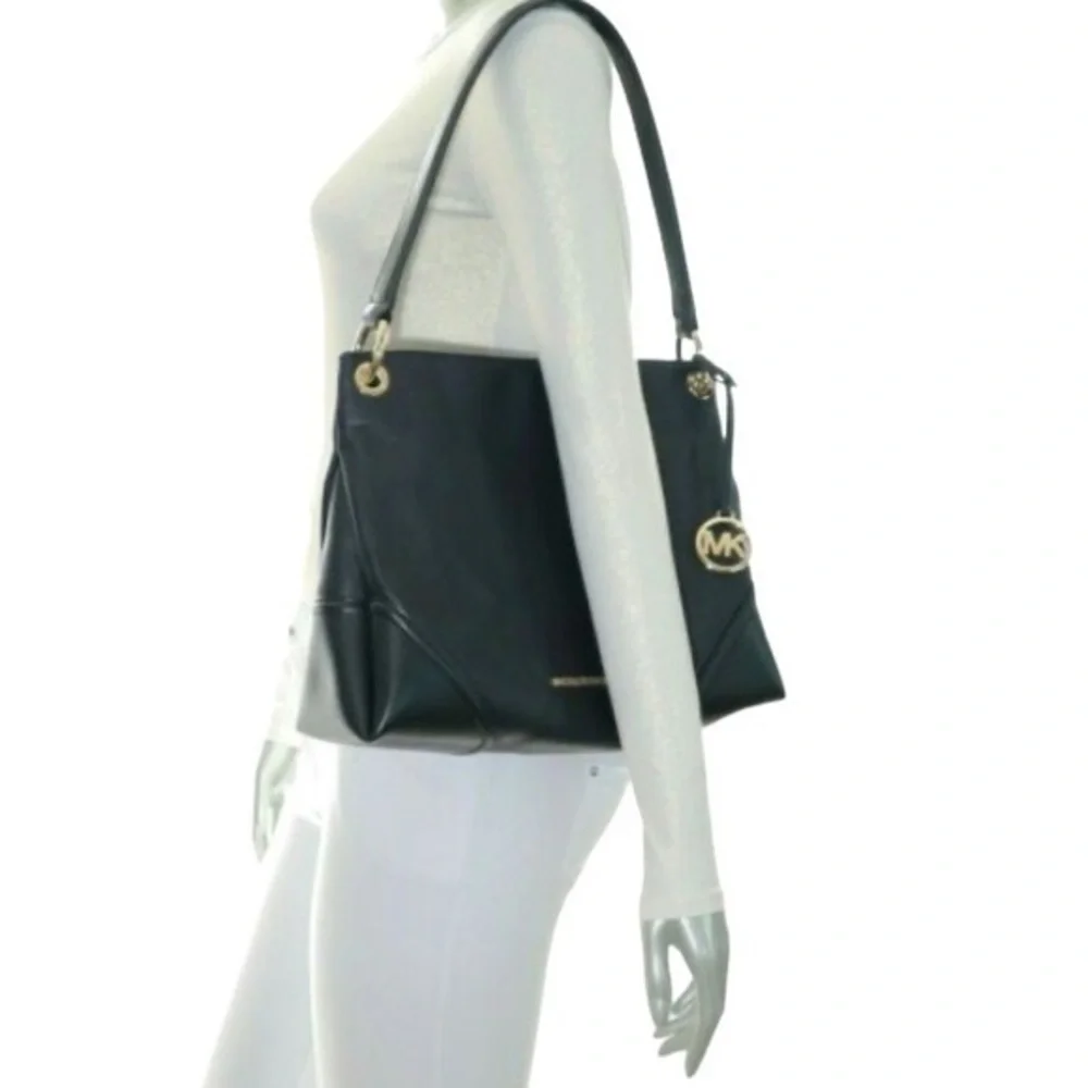 Michael kors black leather tote bag